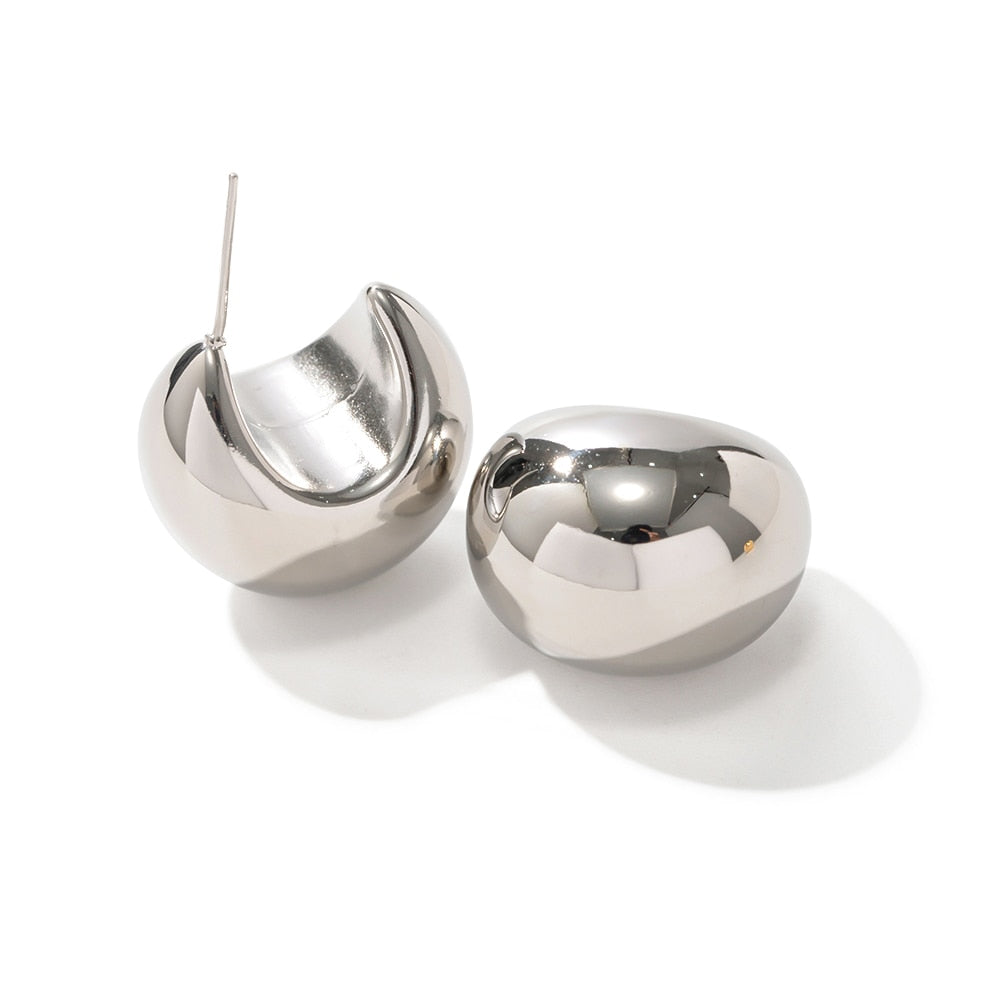 Stainless Steel Drop Half Empty Stud Earrings - Nandi London