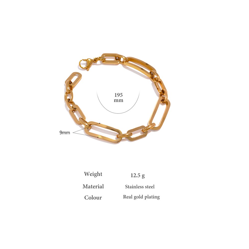 Golden Chain Bangle Bracelet Minimalist Geometric Metal - Nandi London