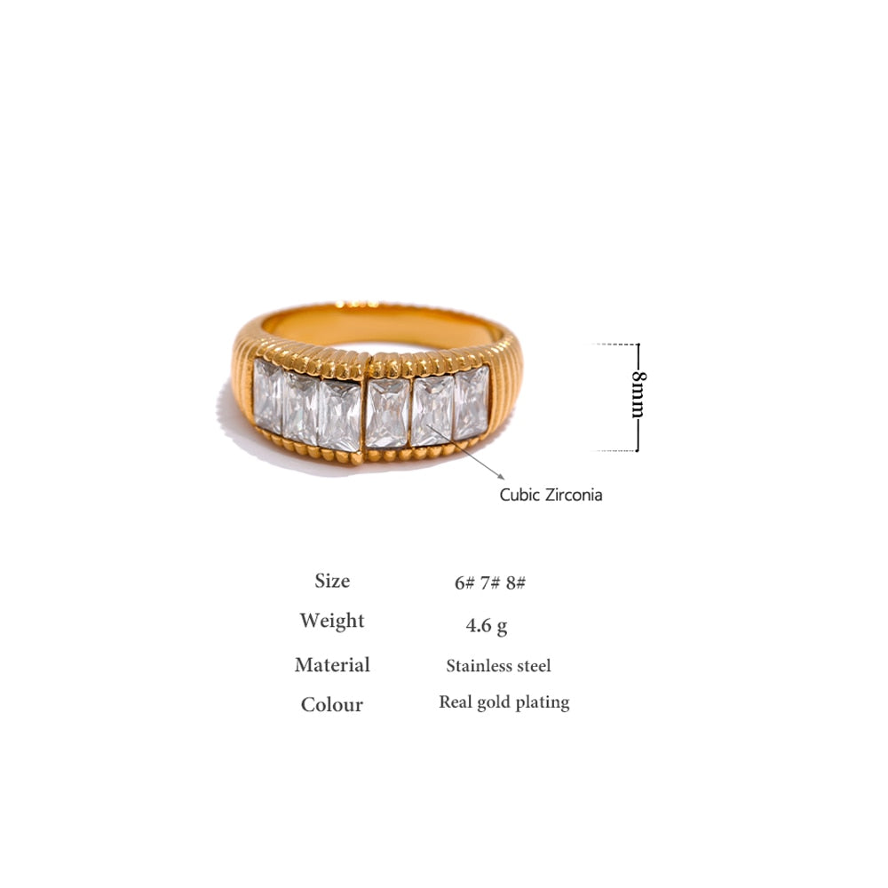 Uneven Geometric Cubic Zircon Ring - Nandi London