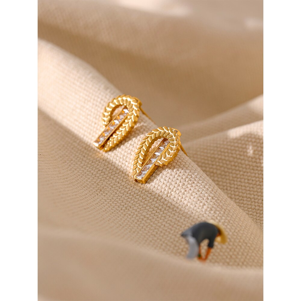 Zirconia Stainless Steel Wheatear Metal Studs - Nandi London