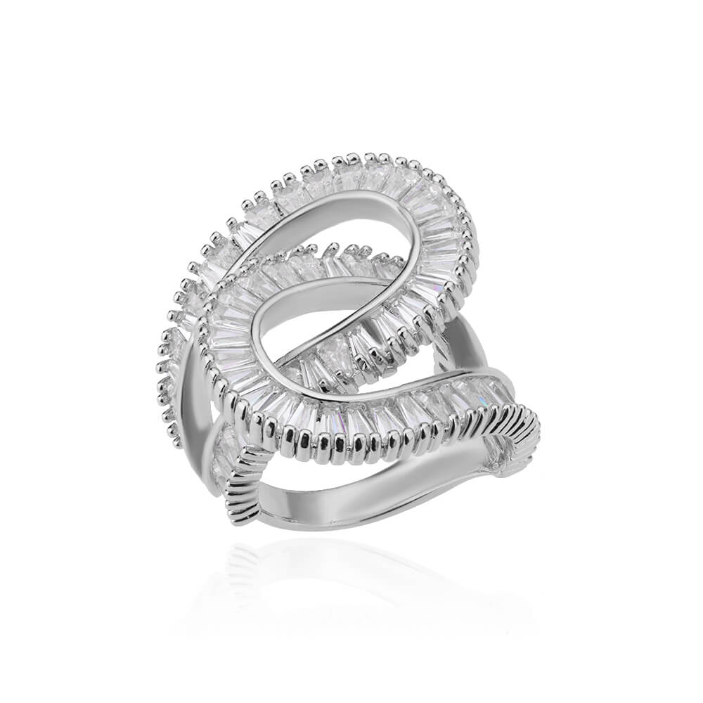 Cubic Zirconia Stainless Steel Ring - Nandi London