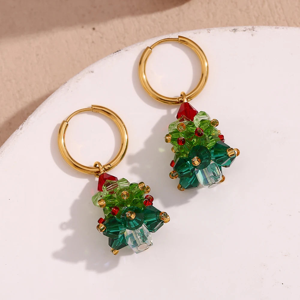 Handmade Crystal Christmas Tree Earrings Necklace & Earrings - Nandi London