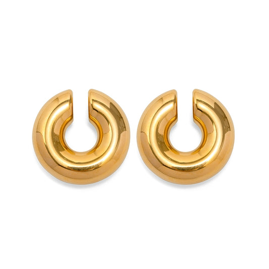 Stainless Steel Drop Half Empty Stud Earrings - Nandi London