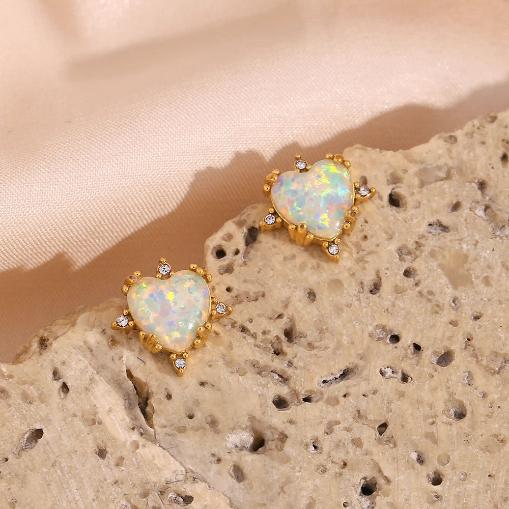 Heart Opal Stone Jewellery Set - Nandi London