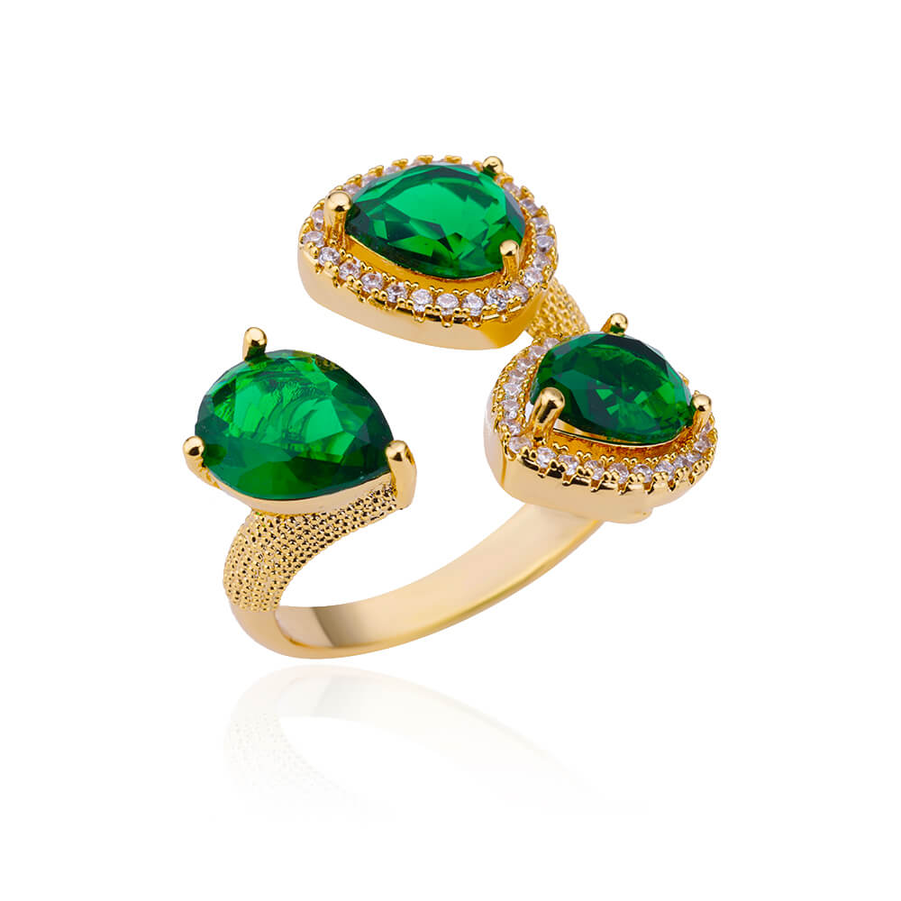 Green Zircon Water Drop Ring - Nandi London