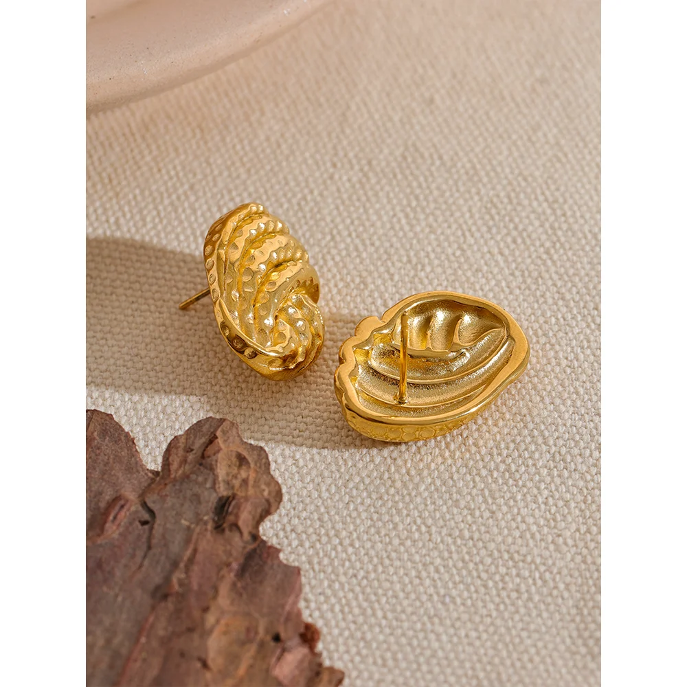 Vintage Geometric Gold Stud Earrings - Nandi London