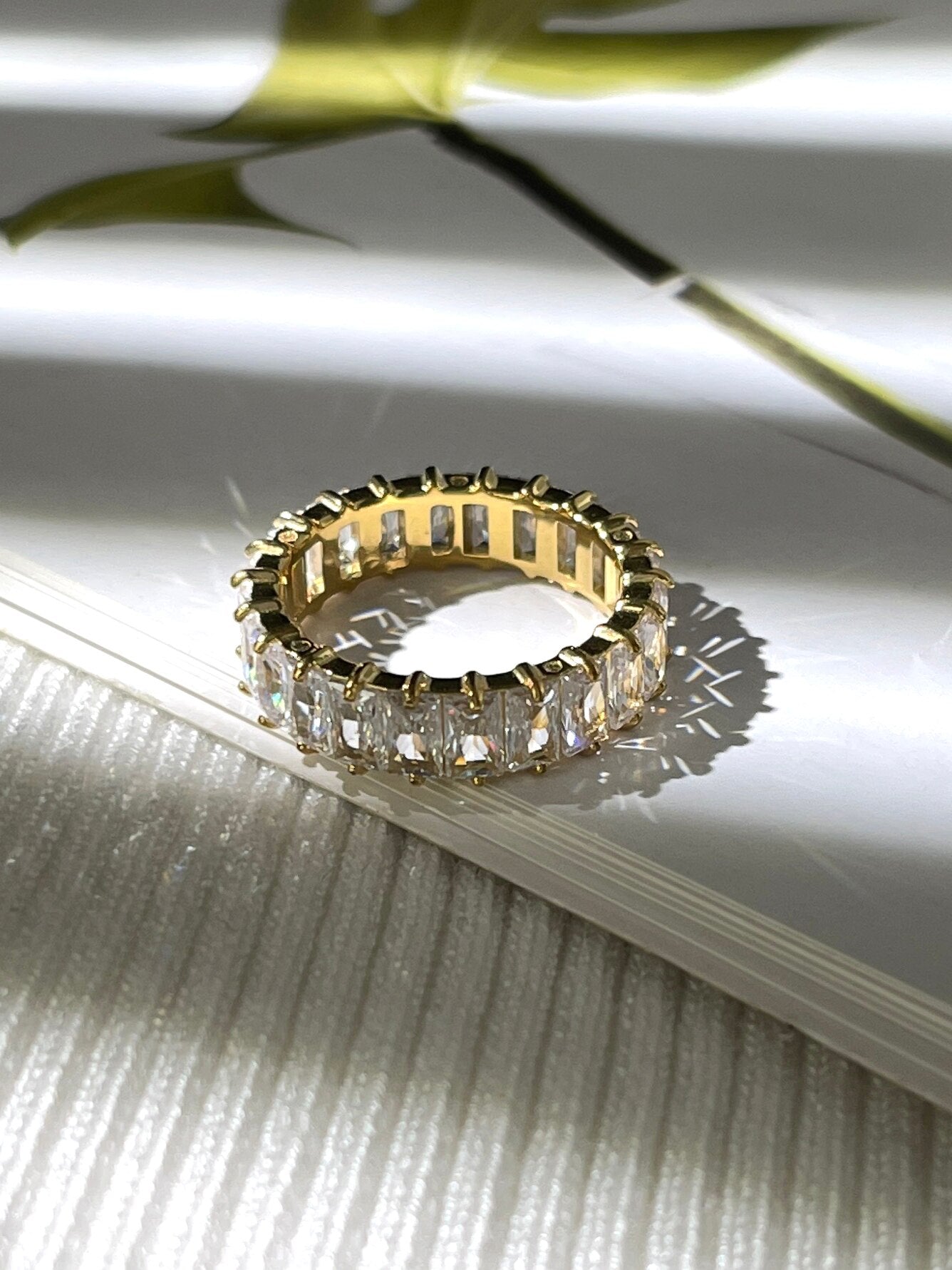 Luxury 18K Gold Plated Baguette Zircon Ring - Nandi London