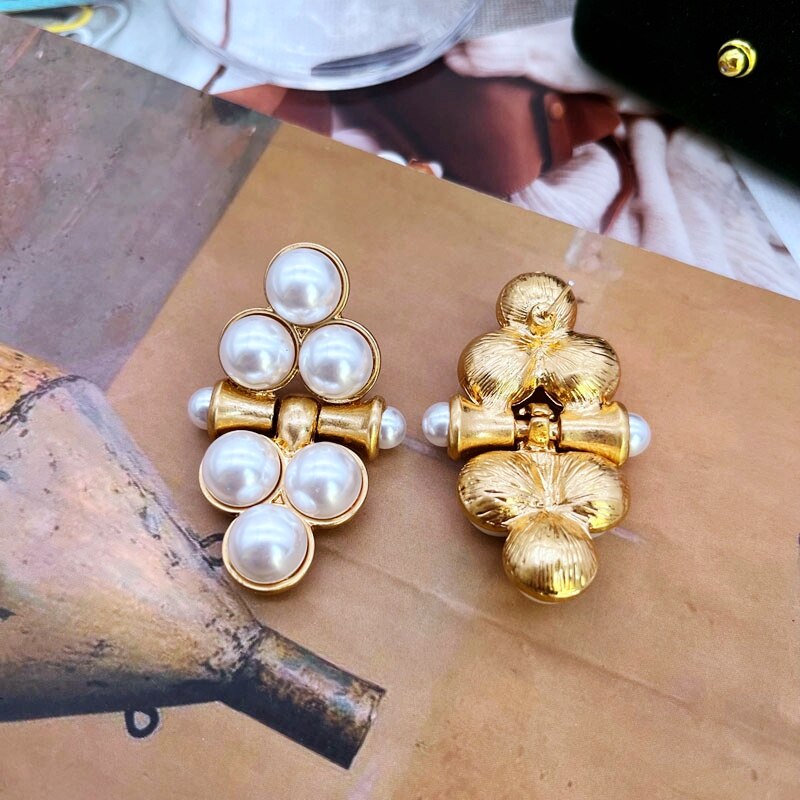 Statement Earrings Pearls Vintage Earrings - Nandi London