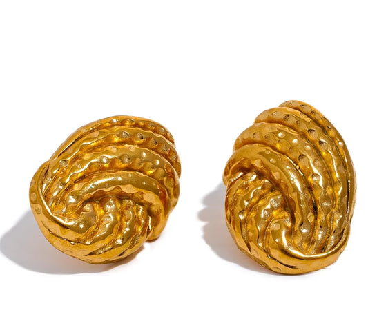 Vintage Geometric Gold Stud Earrings - Nandi London