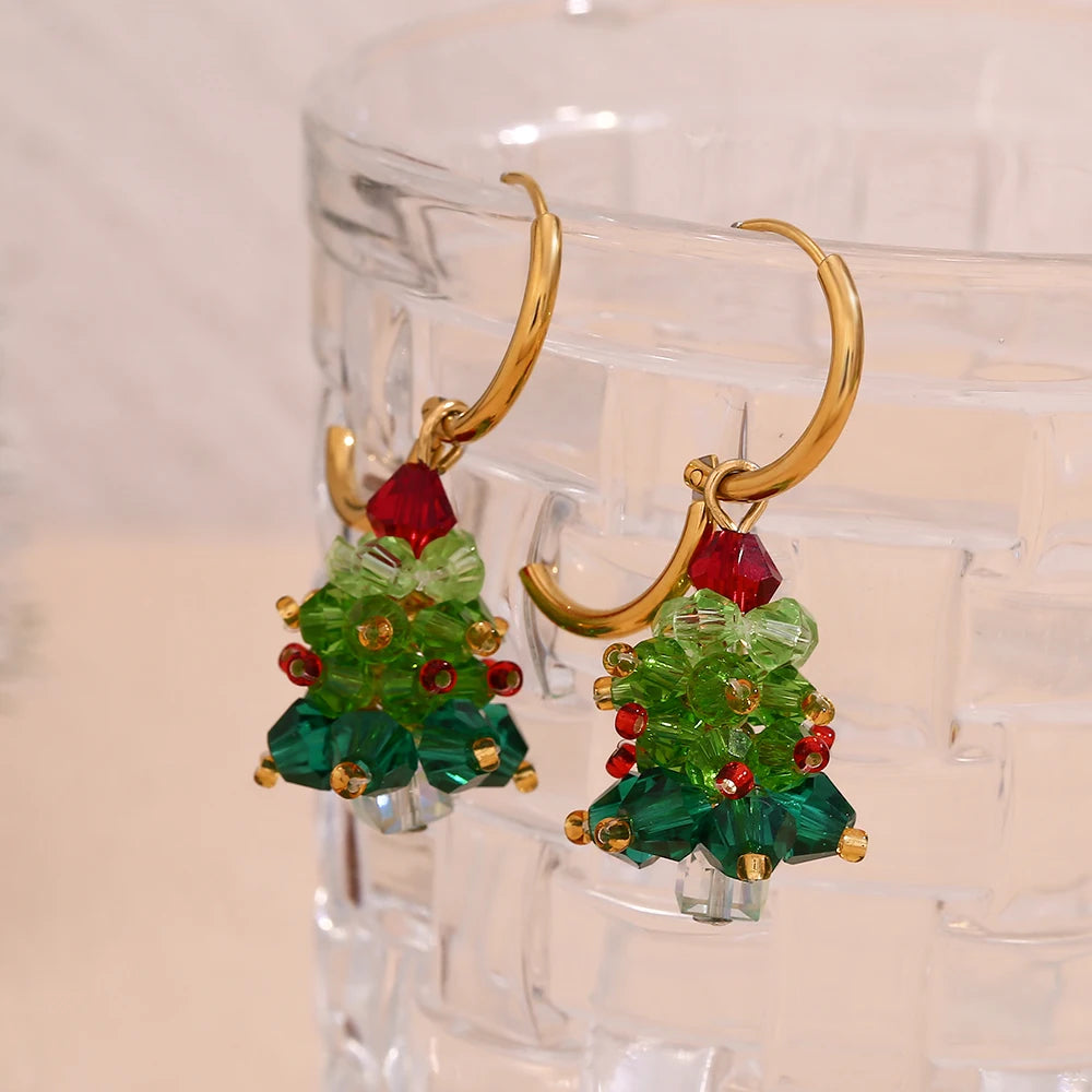 Handmade Crystal Christmas Tree Earrings Necklace & Earrings - Nandi London