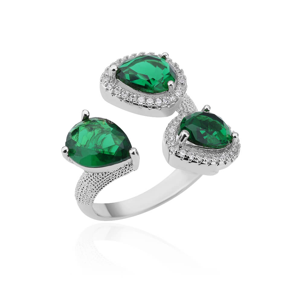 Green Zircon Water Drop Ring - Nandi London