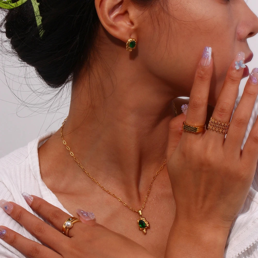 Volcanic Rock Crystal Jewellery Set - Nandi London