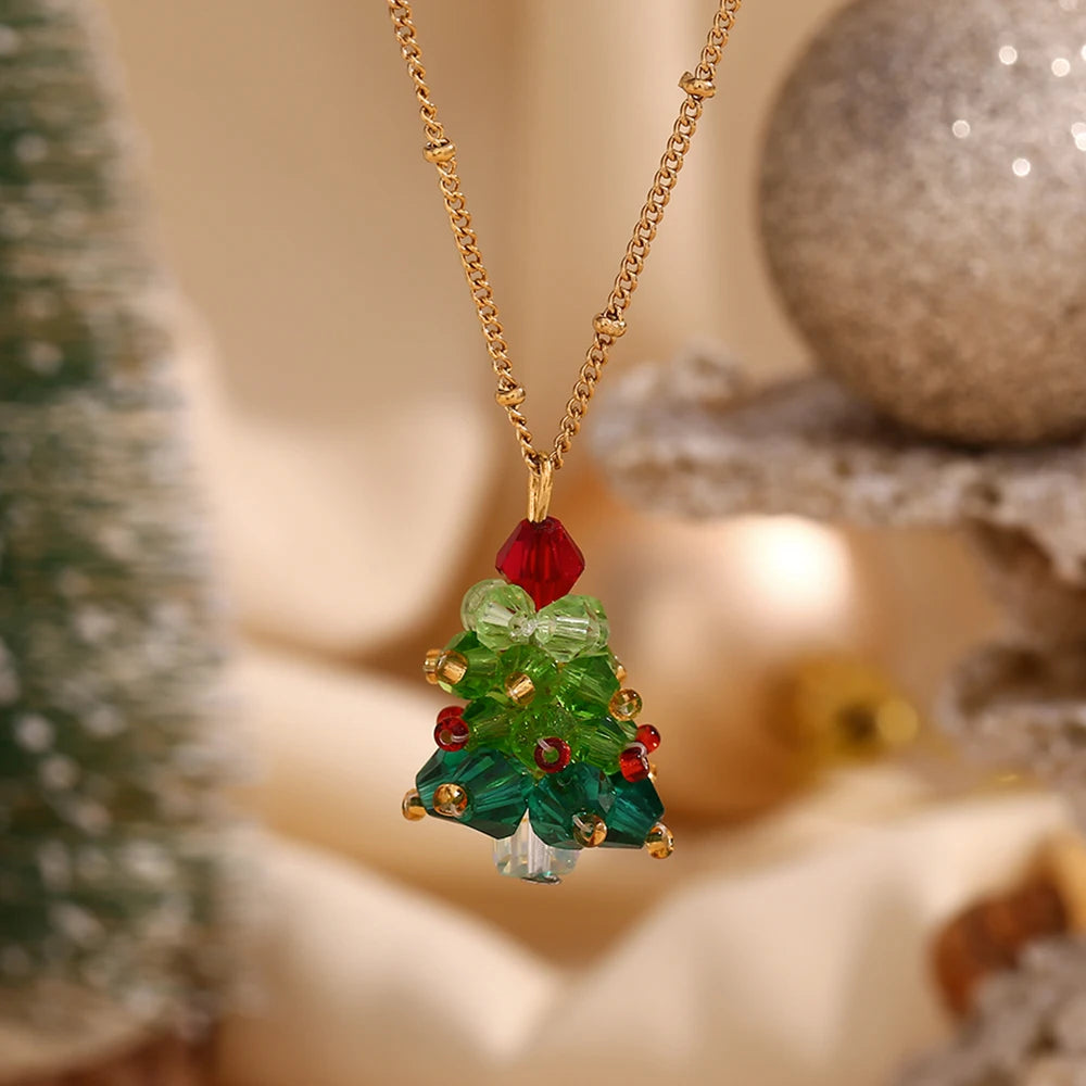 Handmade Crystal Christmas Tree Earrings Necklace & Earrings - Nandi London