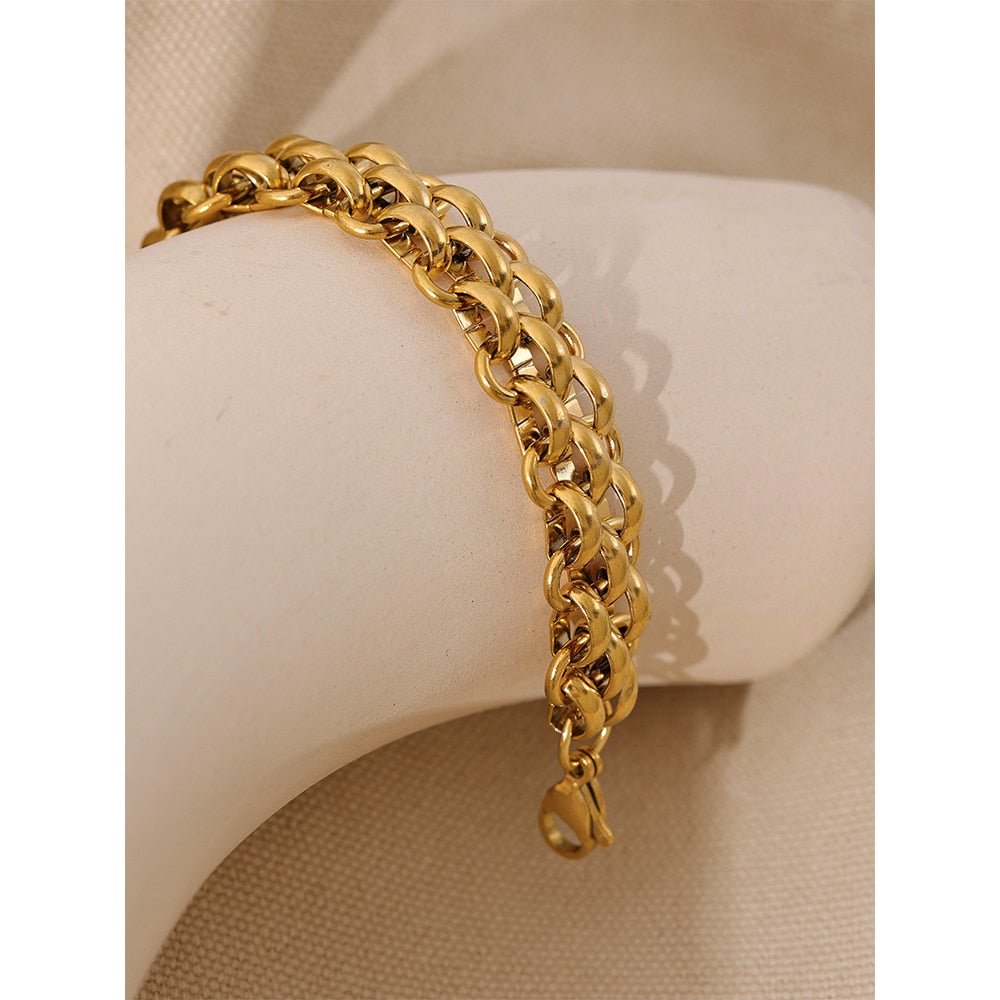 18k Gold Plated Metal Width Cuban Chain - Nandi London