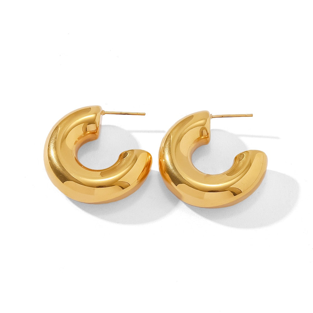 Stainless Steel Drop Half Empty Stud Earrings - Nandi London