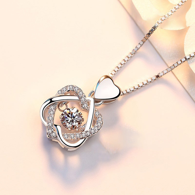 Heart Necklace 925 Silver Plated Rose Gold Pendant - Nandi London