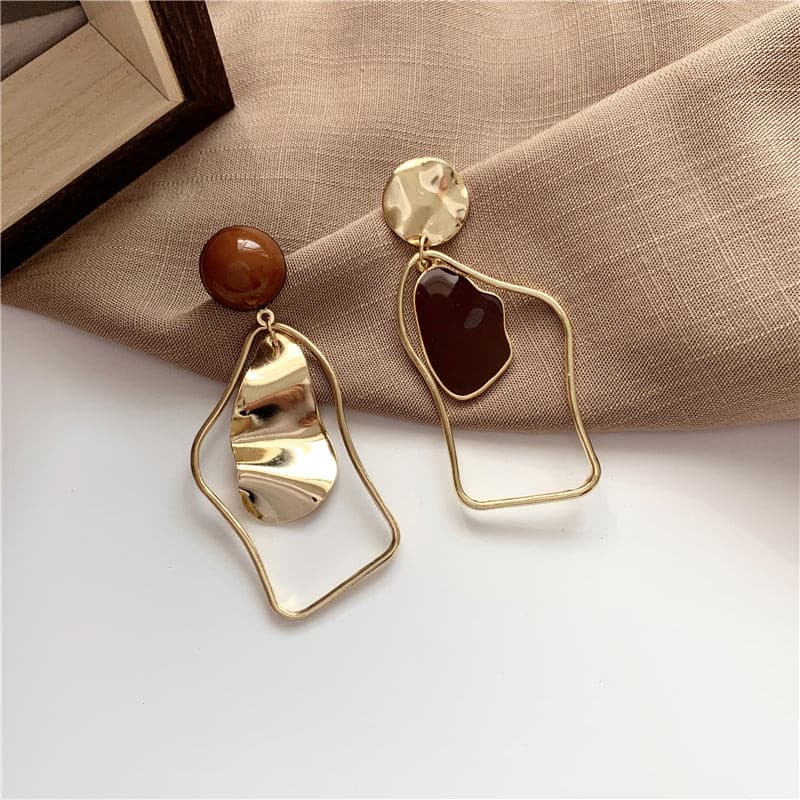 Retro geometric irregular drip earrings - Nandi London