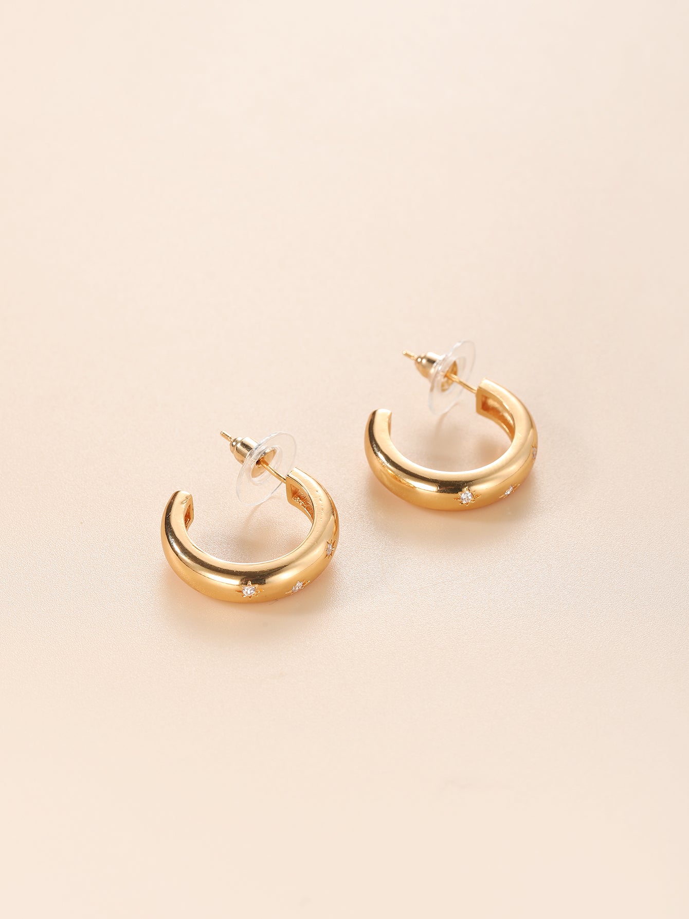 Star Stone Studded Earrings Gold - Nandi London