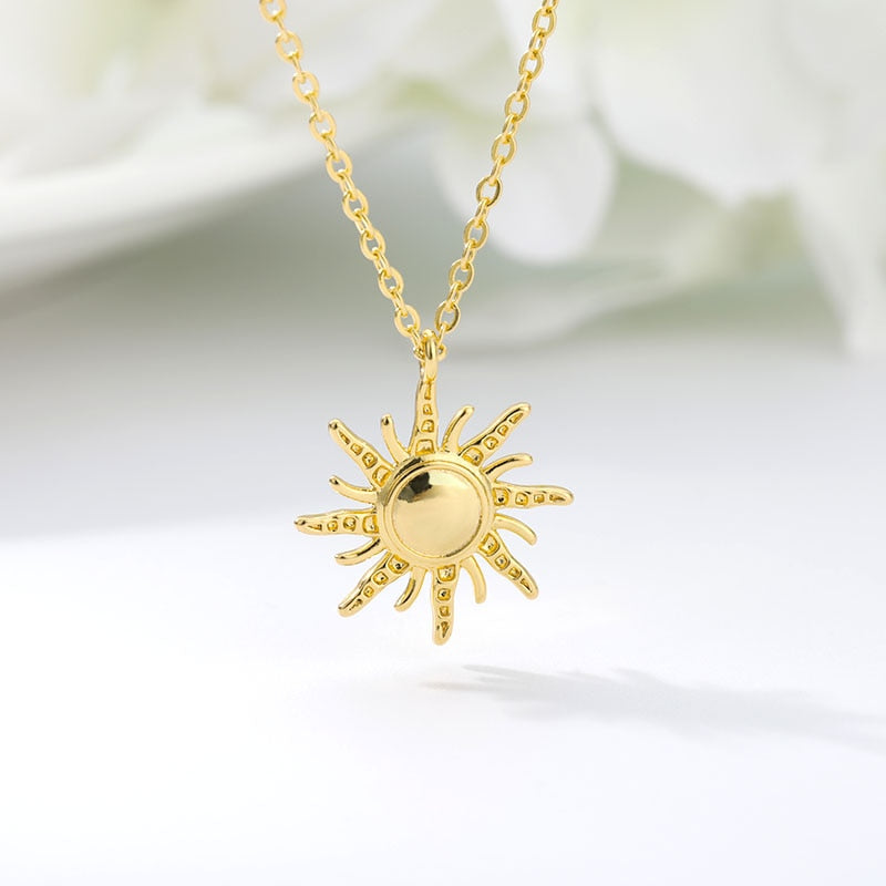 Simple Sun flower Pendant Necklace - Nandi London