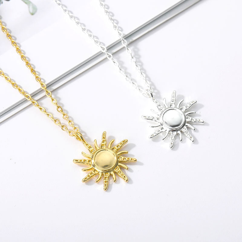 Simple Sun flower Pendant Necklace - Nandi London