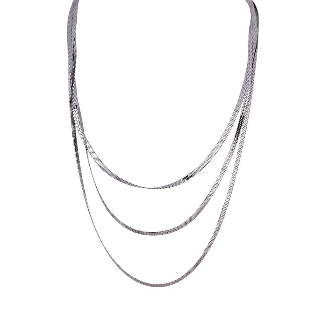 Stainless Steel Snake Chain Stacked Necklace - Nandi London