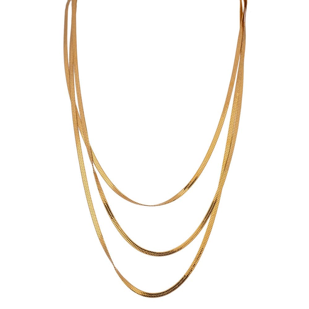 Stainless Steel Snake Chain Stacked Necklace - Nandi London