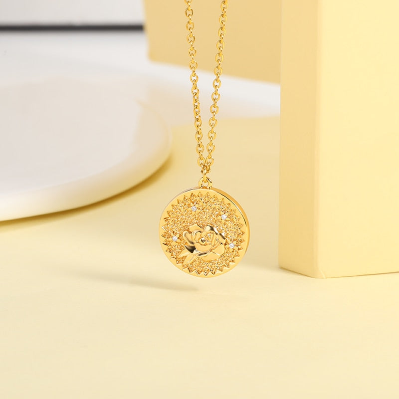 Vintage Colour 12 Months Flower Coin Necklaces - Nandi London