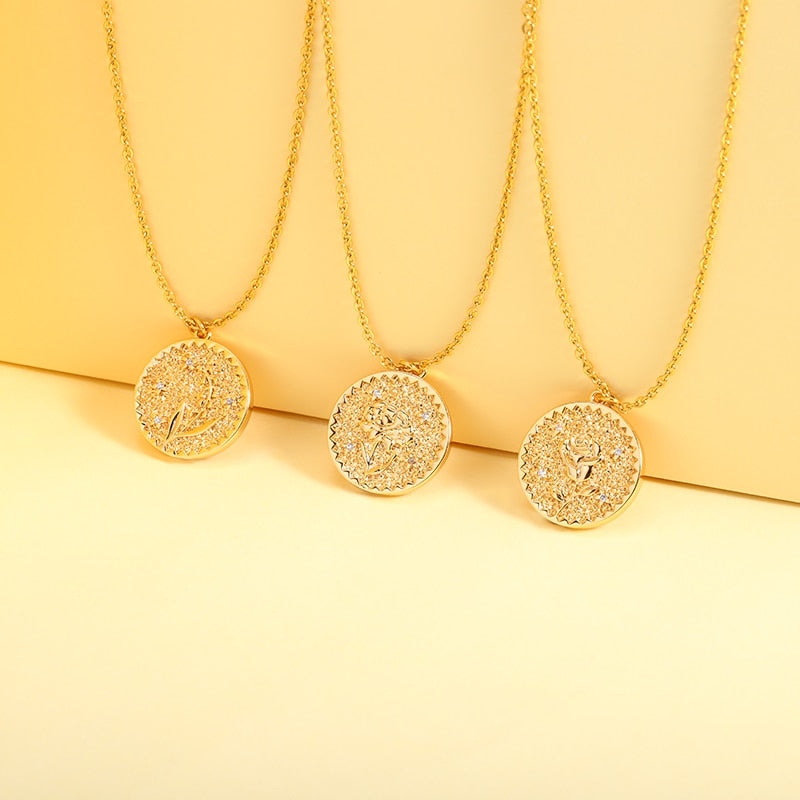 Vintage Colour 12 Months Flower Coin Necklaces - Nandi London