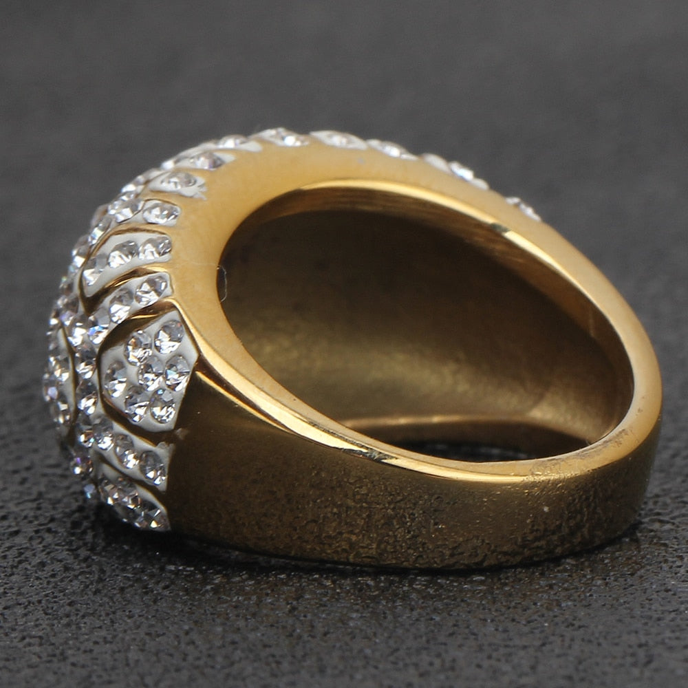 Gold Crystal Pave Stainless steel Rings - Nandi London