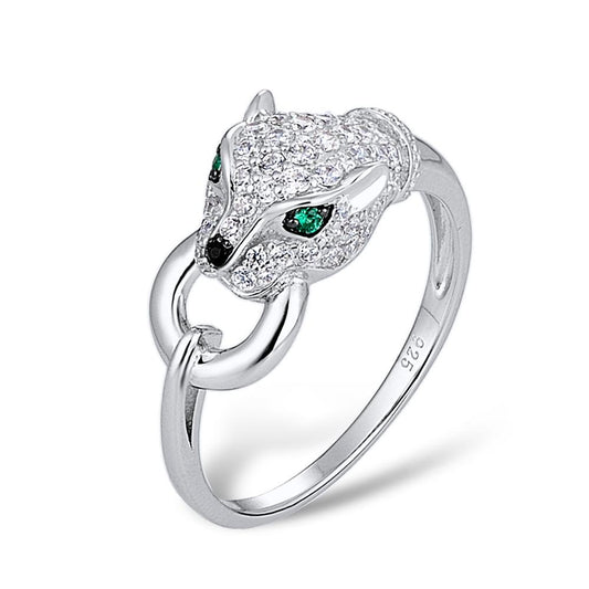 White Cubic Zirconia Leopard Panther Ring - Nandi London