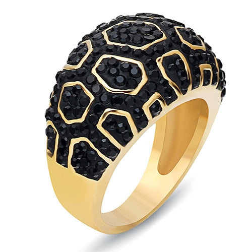 Gold Crystal Pave Stainless steel Rings - Nandi London