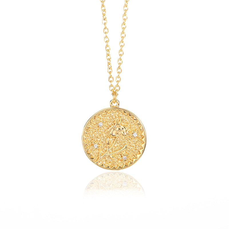Vintage Colour 12 Months Flower Coin Necklaces - Nandi London