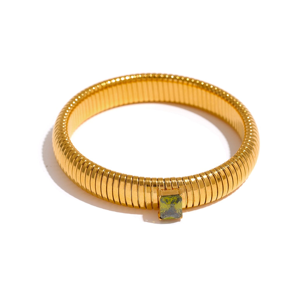 Stainless Steel 18k Gold Plated Wide Bracelet - Nandi London