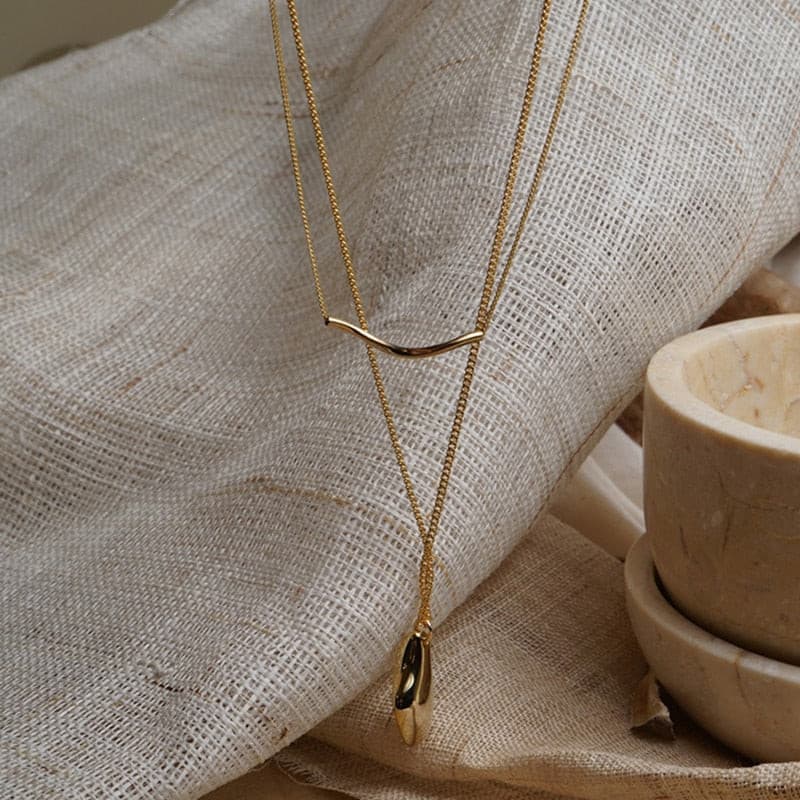 Irregular Necklaces Wave Shape Gold - Nandi London