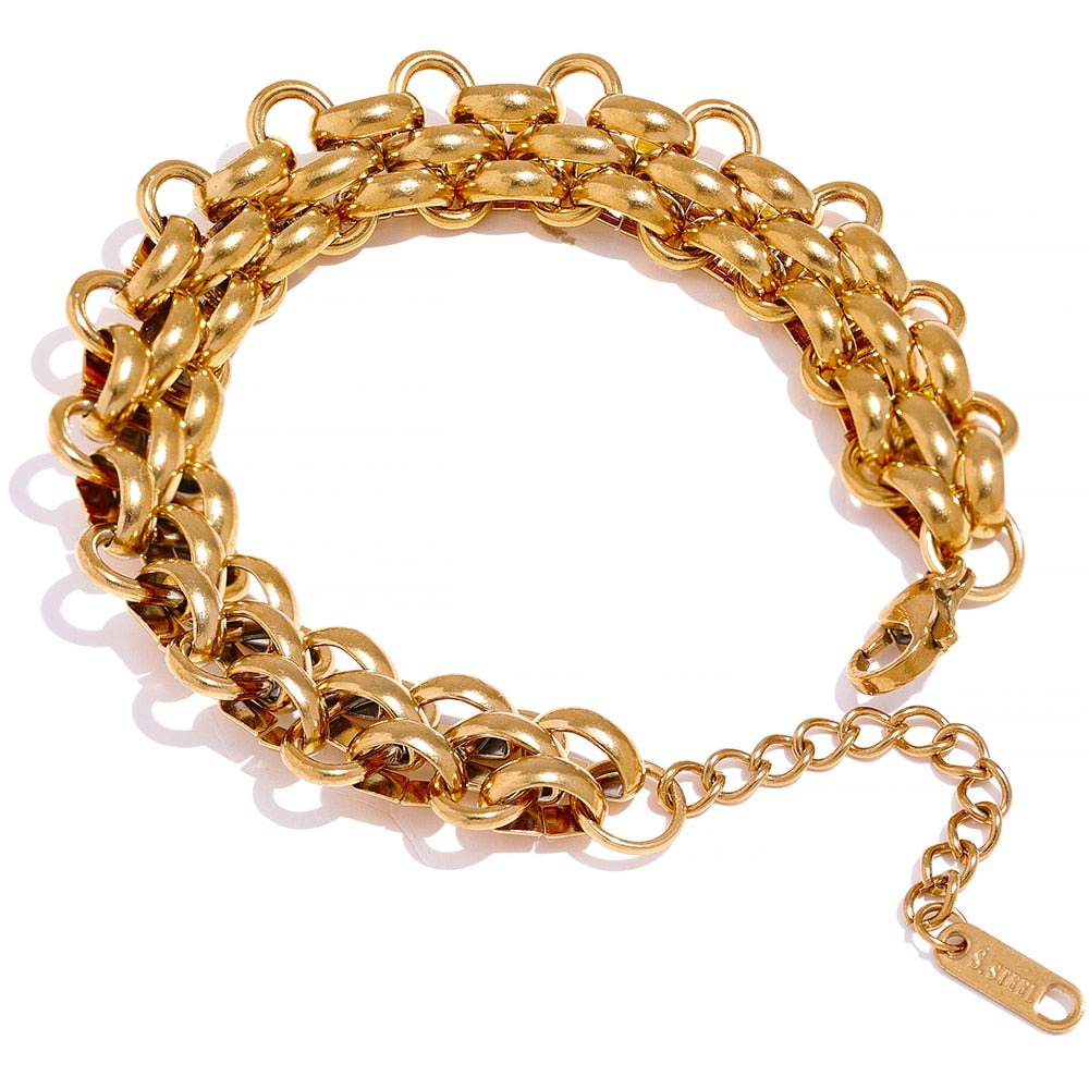 18k Gold Plated Metal Width Cuban Chain - Nandi London