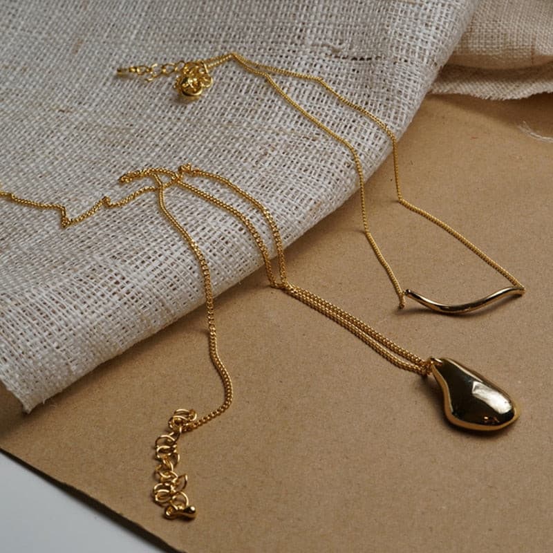 Irregular Necklaces Wave Shape Gold - Nandi London