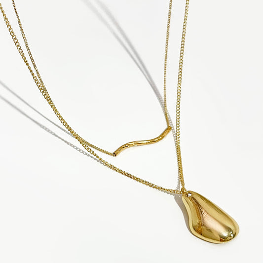 Irregular Necklaces Wave Shape Gold - Nandi London