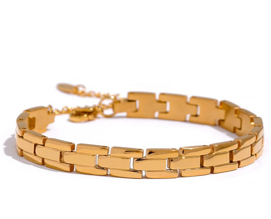 Stainless Steel Charm Polished Chain Golden Bracelet - Nandi London