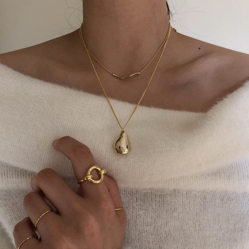 Irregular Necklaces Wave Shape Gold - Nandi London